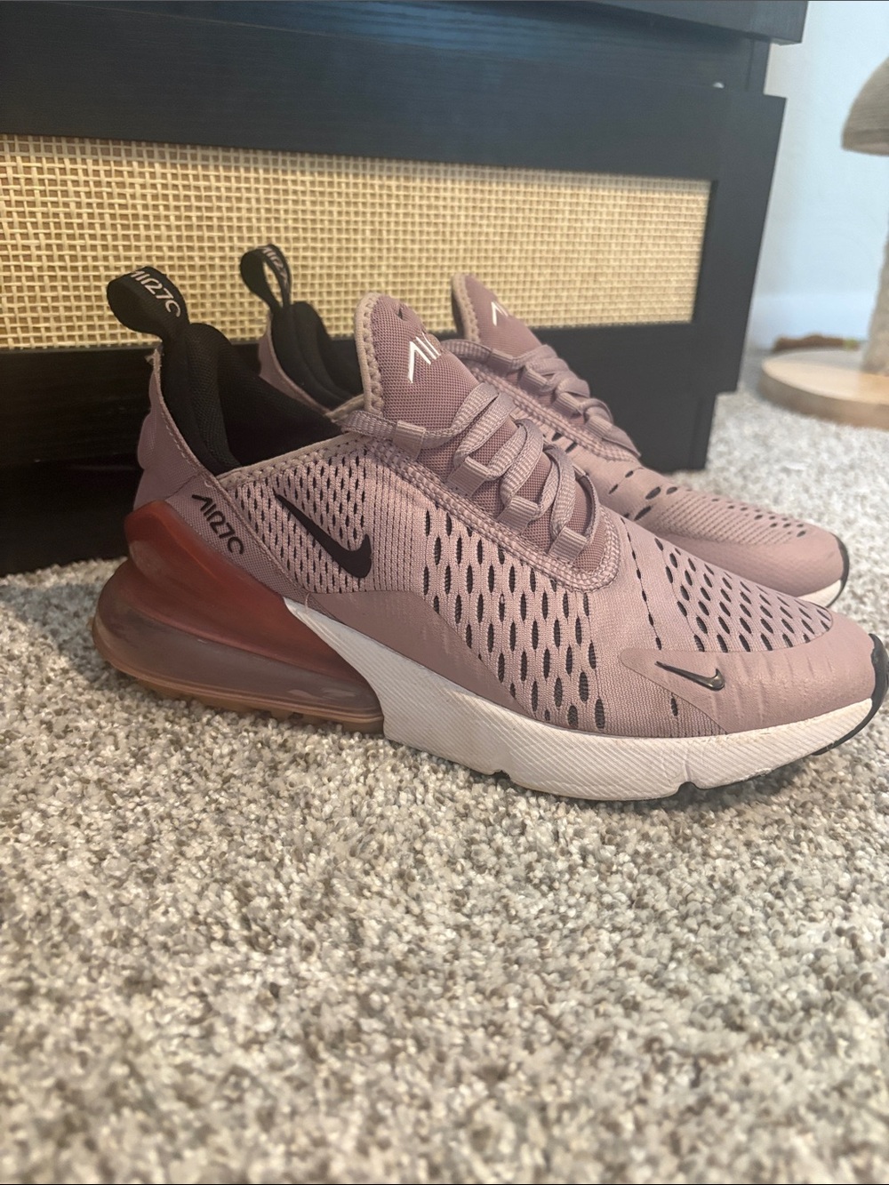 Nike Women’s Sneakers in Mauve Pink with Black Accents